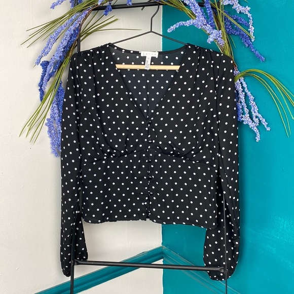 Leith Long Sleeve Polka Dot Top NWOT - Picture 2 of 8